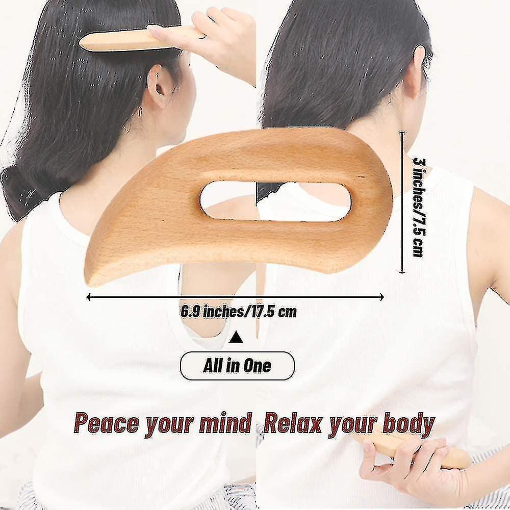 Wooden Body Massage Tool | Handheld Gua Sha Paddle for Self-Massage, Circulation & Skin Support