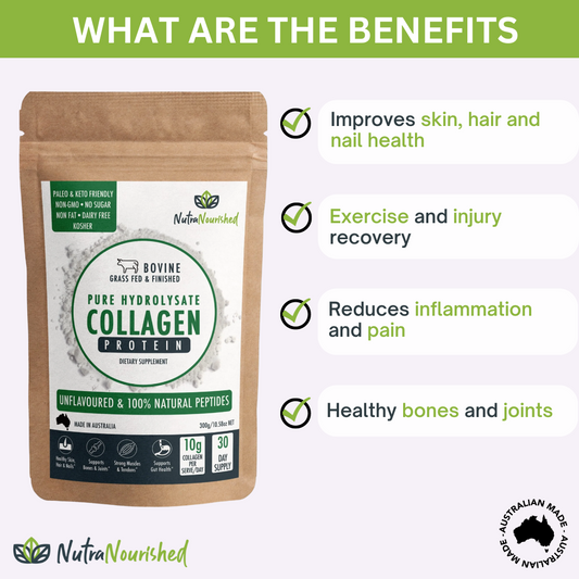 Nutra Nourished Collagen Powder 300g | Unflavoured Hydrolysed Collagen Peptides (Grass-Fed Bovine Protein)