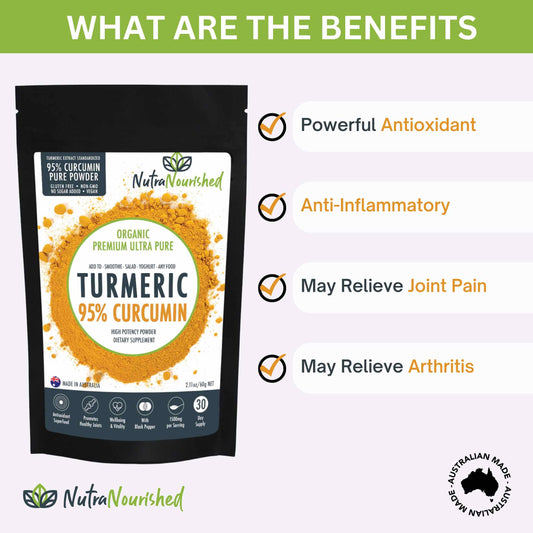 Nutra Nourished Curcumin Powder 95% (60g) | Turmeric Extract with Black Pepper for Daily Nutrition Support