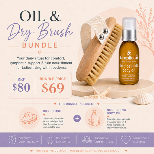 Body Care Bundle | Simplicité Fluid Cellulite Body Oil + Natural Dry Body Brush