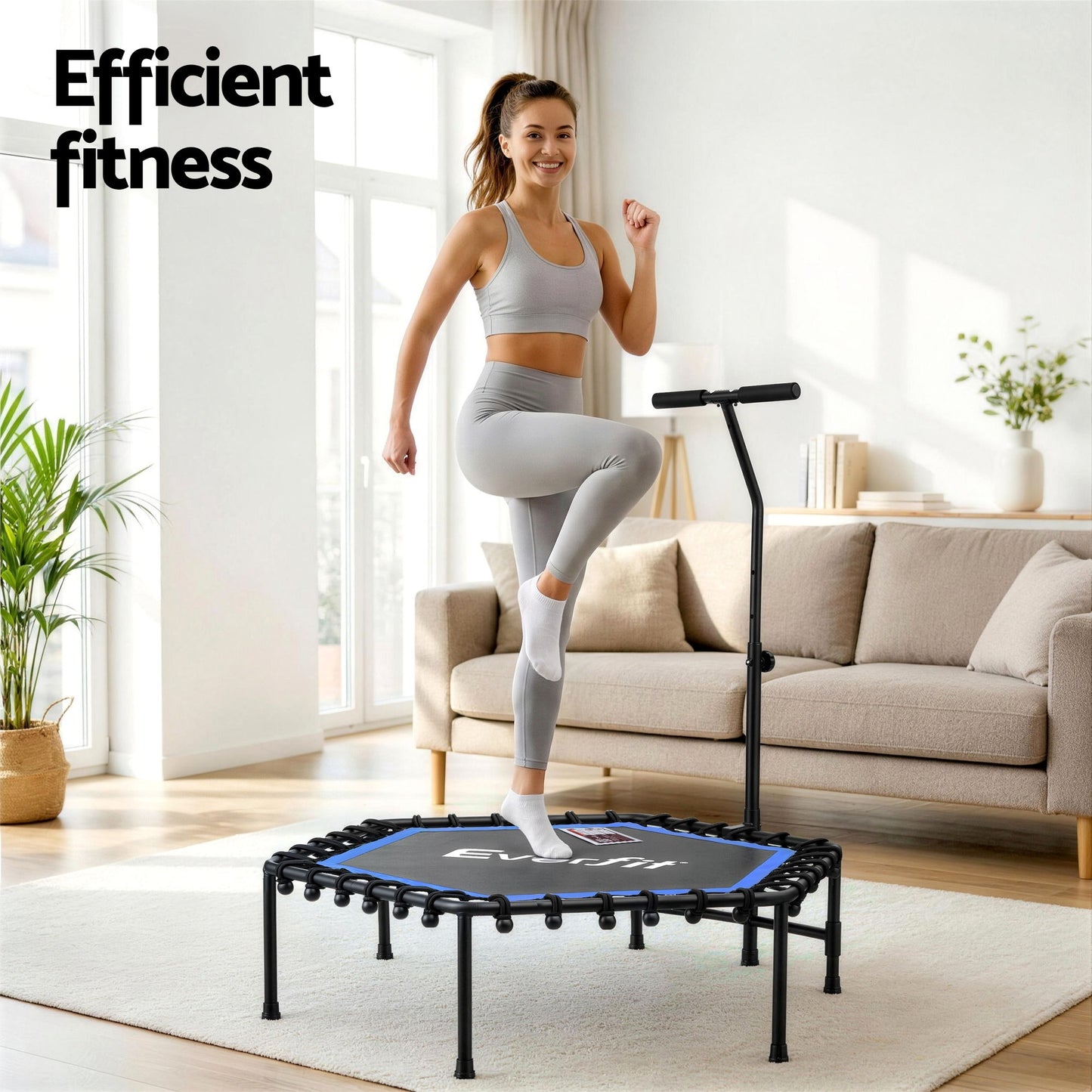 Lipoedema Rebounder Trampoline with Stability Handle -  48inch Blue