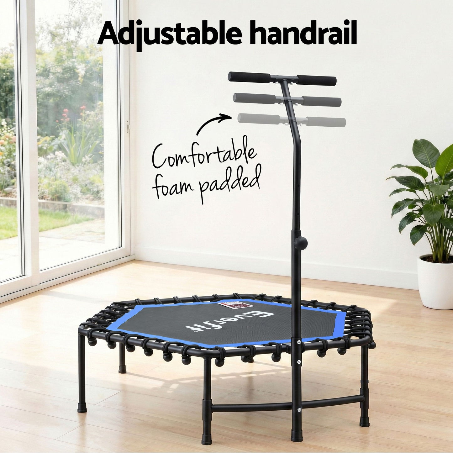Lipoedema Rebounder Trampoline with Stability Handle -  48inch Blue