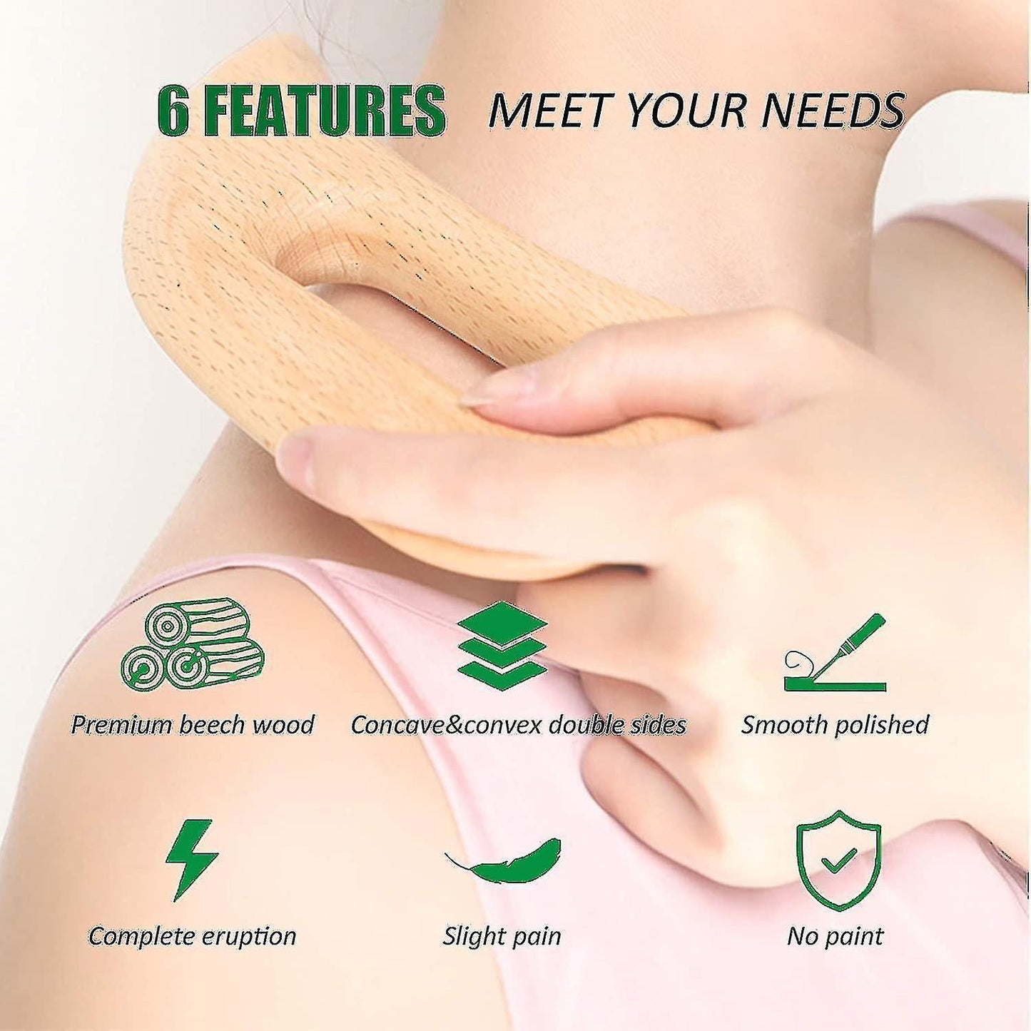 Wooden Body Massage Tool | Handheld Gua Sha Paddle for Self-Massage, Circulation & Skin Support