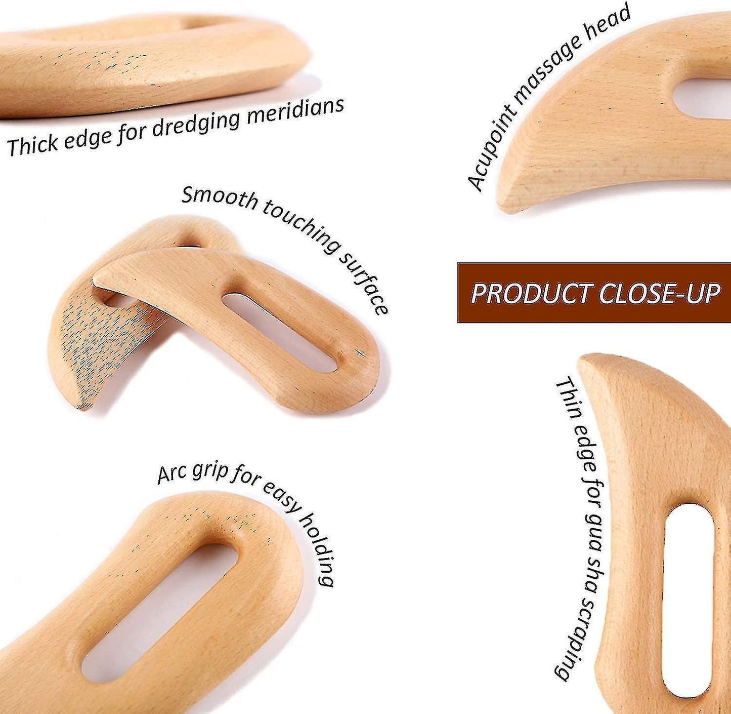 Wooden Body Massage Tool | Handheld Gua Sha Paddle for Self-Massage, Circulation & Skin Support