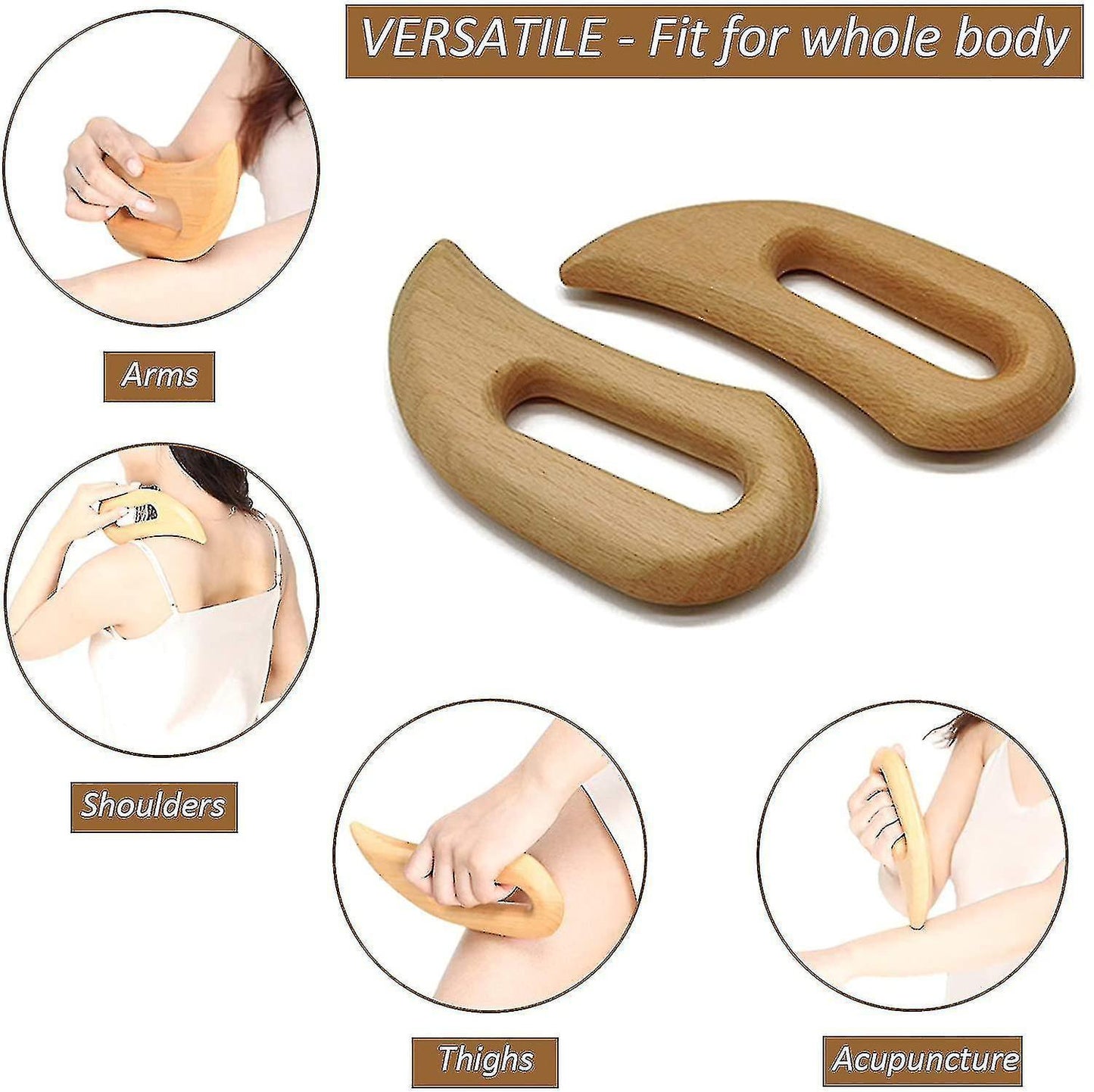 Wooden Body Massage Tool | Handheld Gua Sha Paddle for Self-Massage, Circulation & Skin Support