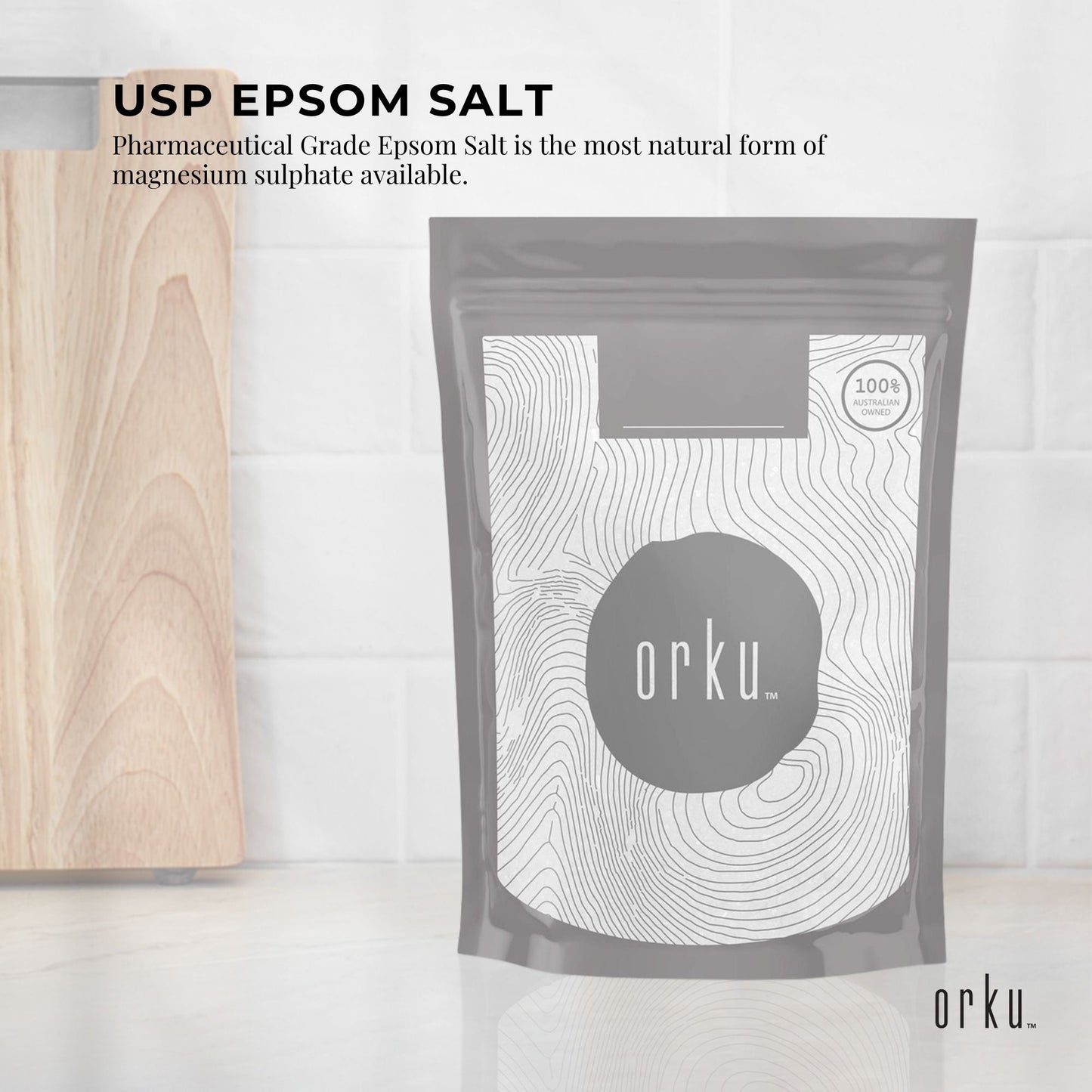 Orku Epsom Salt 400g (USP Grade) | Magnesium Sulphate Bath Soak for Relaxation & Self-Care