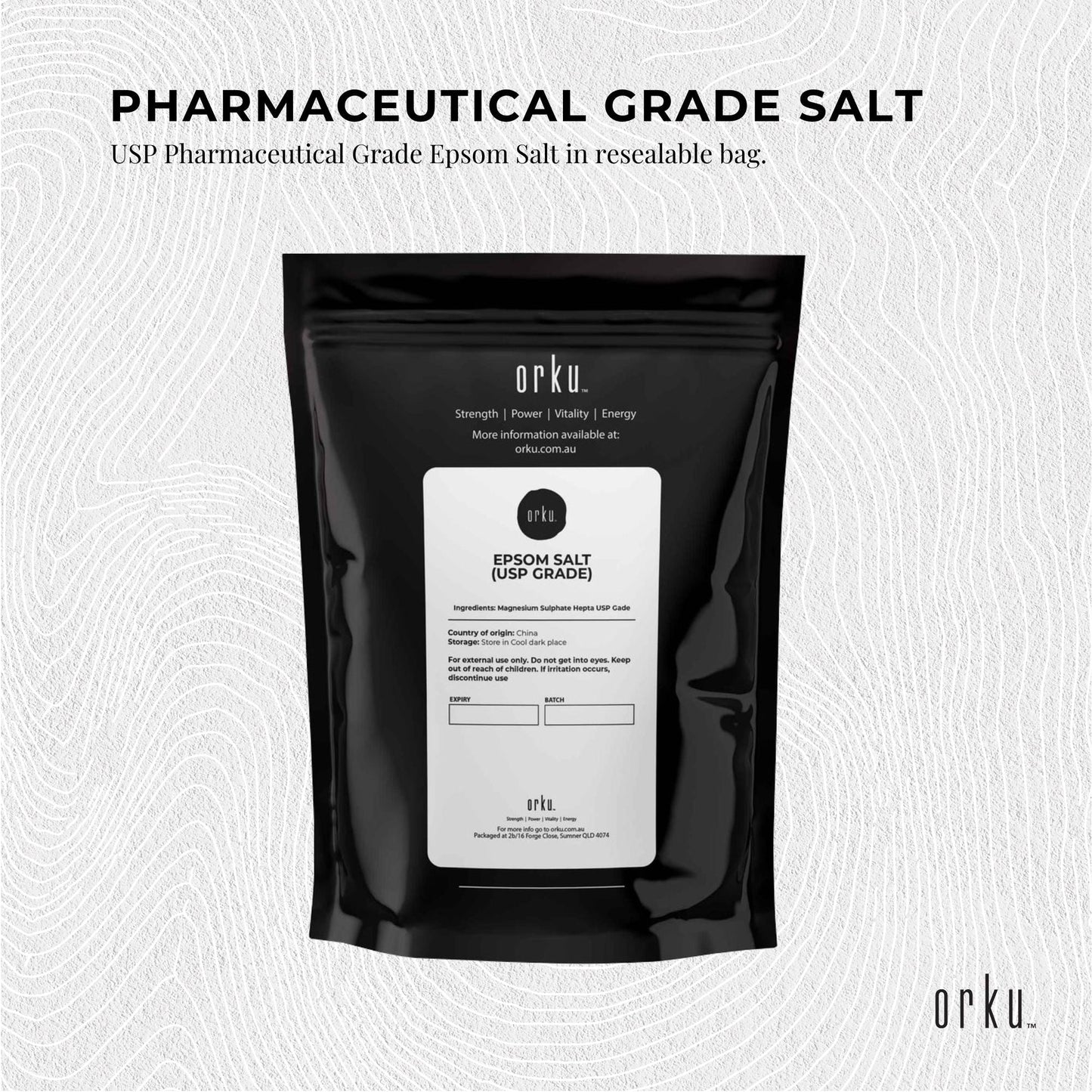 Orku Epsom Salt 2kg (USP Grade) | Magnesium Sulphate Bath Soak for Relaxation & Self-Care