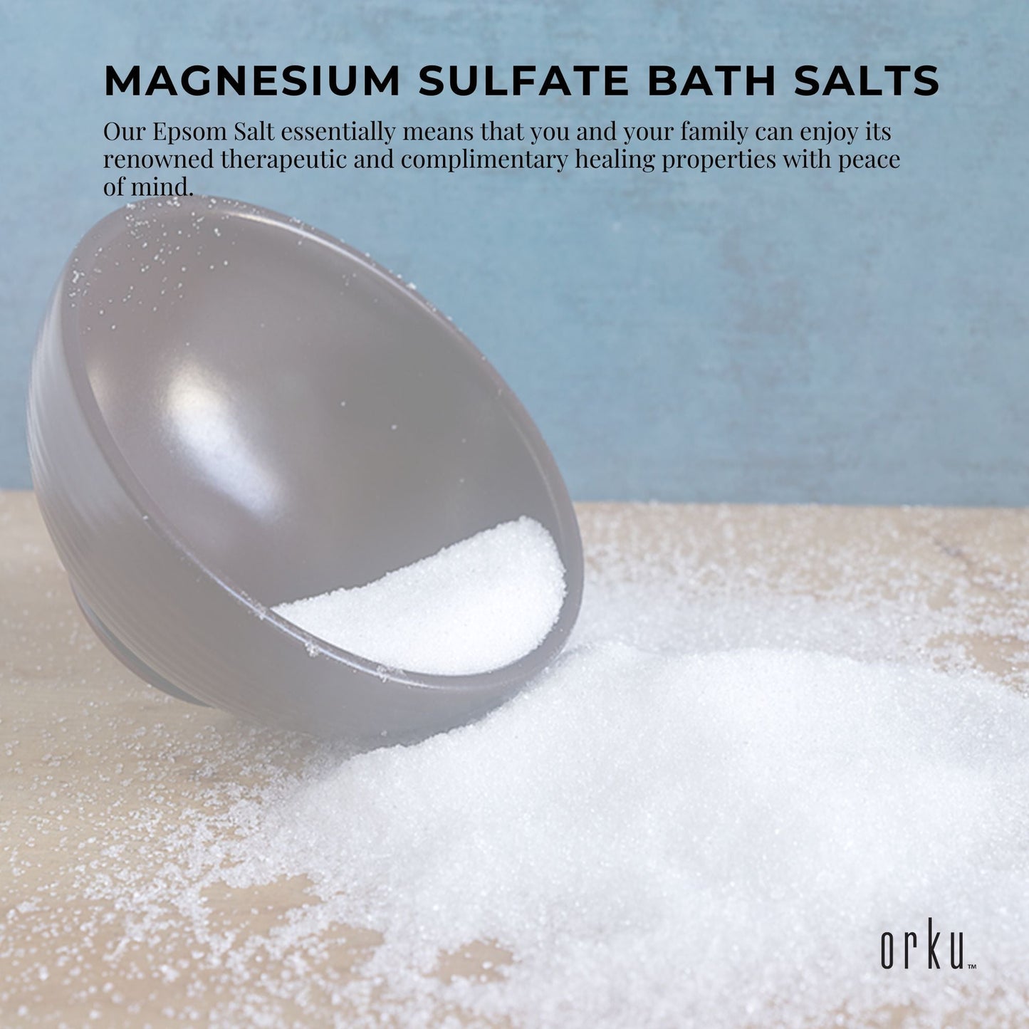 Orku Epsom Salt 2kg (USP Grade) | Magnesium Sulphate Bath Soak for Relaxation & Self-Care