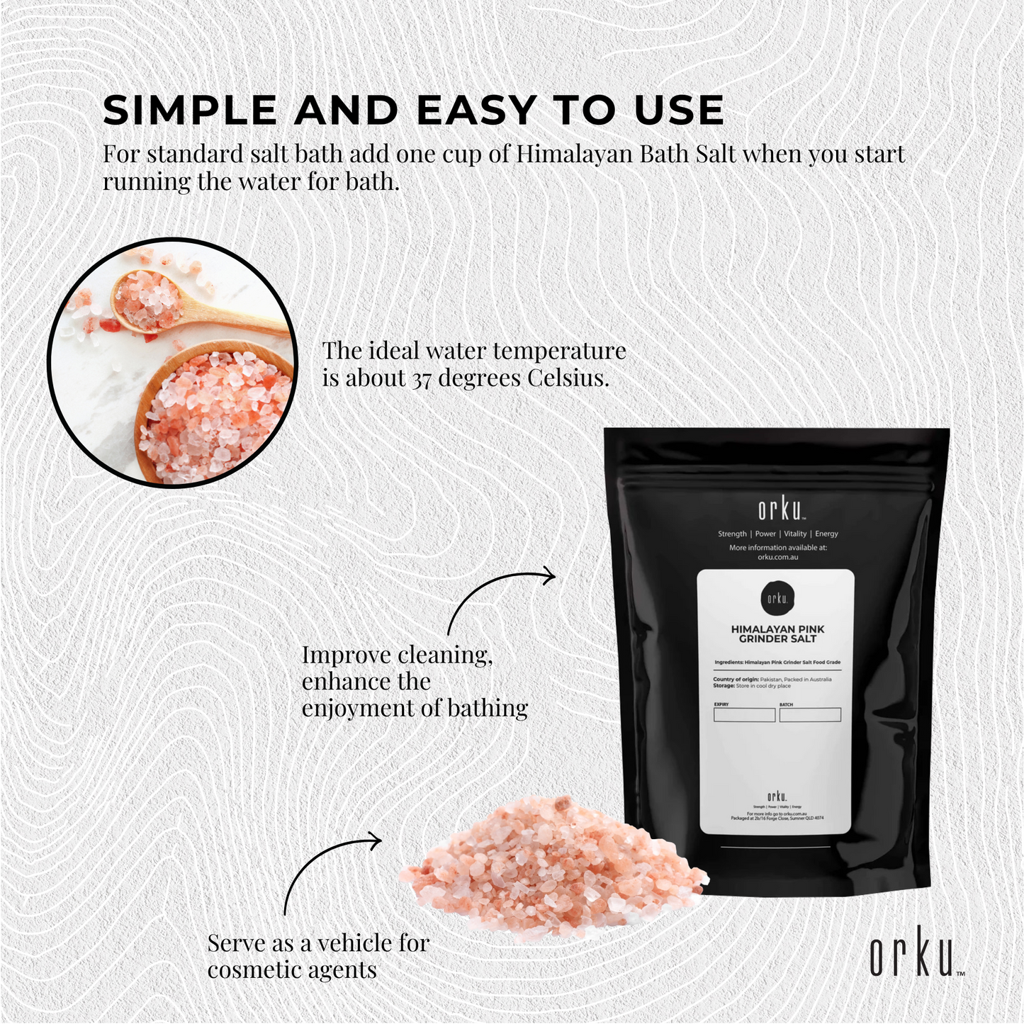 Pink Himalayan Bath Salts 1kg | Natural Mineral Bath Soak for Relaxation & Skin Care Rituals