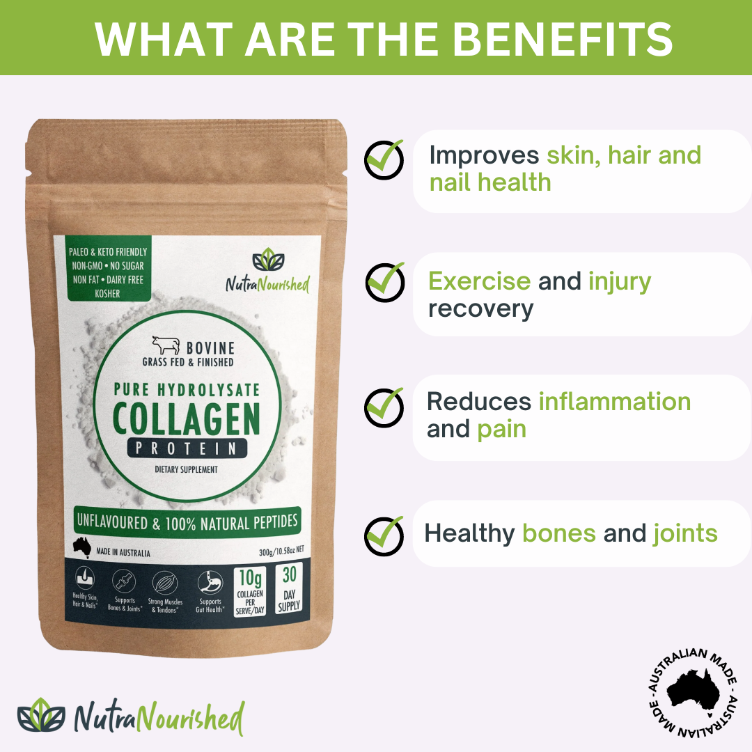 Nutra Nourished Collagen Powder 300g | Unflavoured Hydrolysed Collagen Peptides (Grass-Fed Bovine Protein)