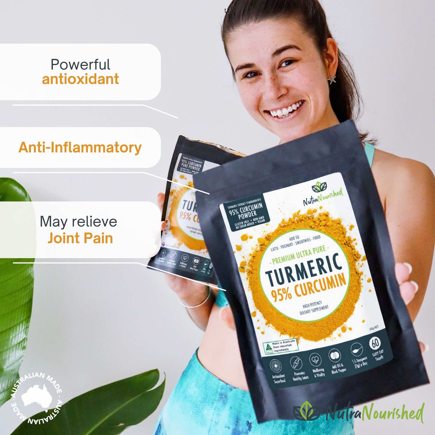 Nutra Nourished Curcumin Powder 95% (60g) | Turmeric Extract with Black Pepper for Daily Nutrition Support