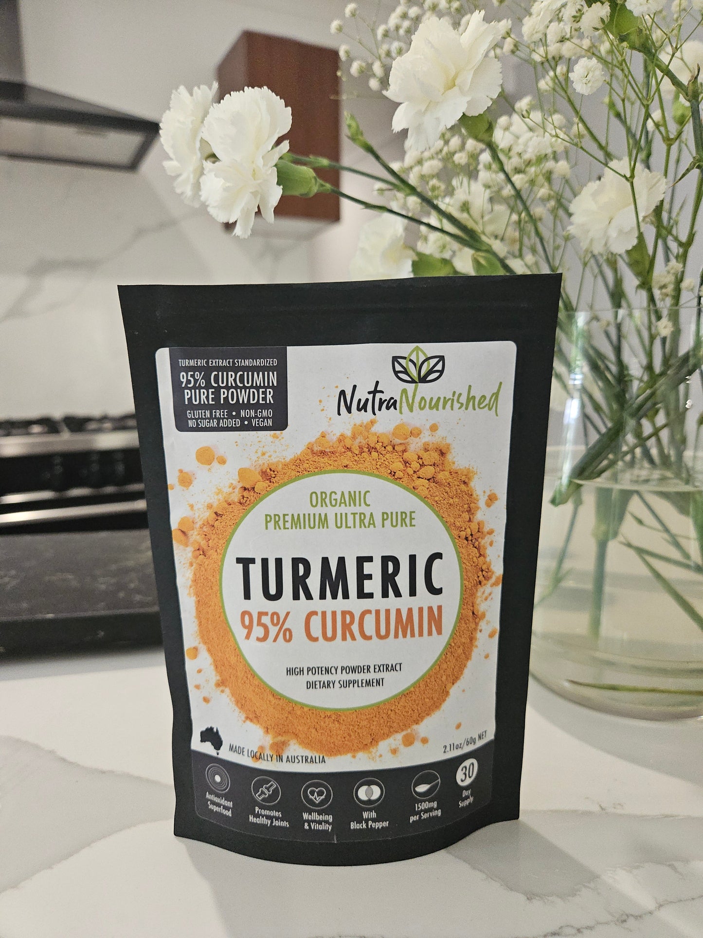 Nutra Nourished Curcumin Powder 95% (60g) | Turmeric Extract with Black Pepper for Daily Nutrition Support
